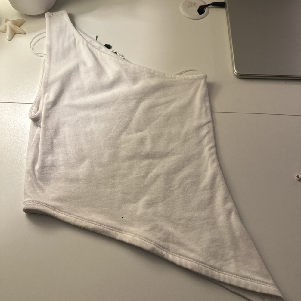 White Asymmetrical One-Shoulder Top